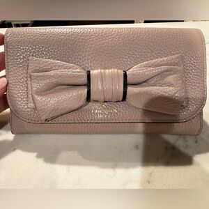 Kate Spade Taupe Leather Bow Clutch